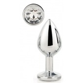Серебристая анальная втулка с прозрачным кристаллом - 7,1 см. - Dream Toys - купить с доставкой в Димитровграде
