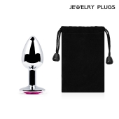 Серебристая анальная пробка с малиновым кристаллом - 7,2 см. - Anal Jewelry Plug - купить с доставкой в Димитровграде
