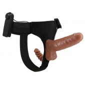 Страпон с вагинальной пробкой и вибрацией Ultra Passionate Harness - 16 см. - Baile - купить с доставкой в Димитровграде