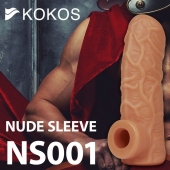 Телесная открытая насадка-реалистик с подхватом мошонки Nude Sleeve L - 14 см. - KOKOS - в Димитровграде купить с доставкой