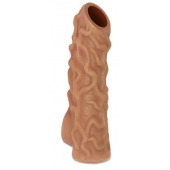 Телесная насадка с венками и открытой головкой Nude Sleeve L - 14 см. - KOKOS - в Димитровграде купить с доставкой