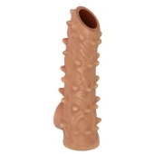 Телесная насадка с шипами и открытой головкой Nude Sleeve L - 14 см. - KOKOS - в Димитровграде купить с доставкой