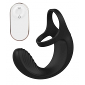 Черный анальный стимулятор с эрекционными кольцами Remote Couple Teaser - Dream Toys - в Димитровграде купить с доставкой