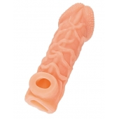 Телесная закрытая насадка с венками Cock Sleeve Size S - 13,8 см. - KOKOS - в Димитровграде купить с доставкой