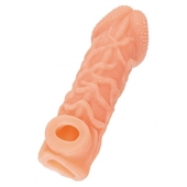 Телесная закрытая насадка с венками Cock Sleeve Size L - 17,6 см. - KOKOS - в Димитровграде купить с доставкой