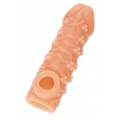Телесная закрытая насадка с пучками шишечек Cock Sleeve Size L - 17,6 см. - KOKOS - в Димитровграде купить с доставкой