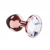 Пробка цвета розового золота с прозрачным кристаллом Diamond Moonstone Shine L - 8,3 см. - Lola Games - купить с доставкой в Димитровграде