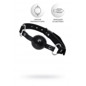 Черный кляп-шар на кожаных ремешках Anonymo - ToyFa - купить с доставкой в Димитровграде