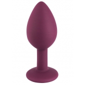 Бордовая малая силиконовая пробка с прозрачным кристаллом - Свободный ассортимент