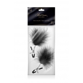 Зажимы на соски с черными пуховыми кисточками Sweet Caress Feather Nipple Clumps - Sweet Caress - купить с доставкой в Димитровграде