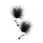 Зажимы на соски с черными пуховыми кисточками Sweet Caress Feather Nipple Clumps - Sweet Caress - купить с доставкой в Димитровграде