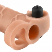 Телесная вибронасадка с кольцом Vibrating Real Feel 2 Extension - 16 см. - Pipedream - в Димитровграде купить с доставкой