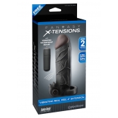 Чёрная вибронасадка с кольцом Vibrating Real Feel 2 Extension - 16 см. - Pipedream - в Димитровграде купить с доставкой
