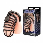Черная металлическая клетка с замком Deluxe Chastity Cage - BlueLine - купить с доставкой в Димитровграде