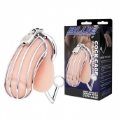 Серебристая металлическая клетка с анальным стимулятором Cock Cage - BlueLine - купить с доставкой в Димитровграде