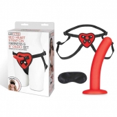 Красный поясной фаллоимитатор Red Heart Strap on Harness   5in Dildo Set - 12,25 см. - Lux Fetish - купить с доставкой в Димитровграде
