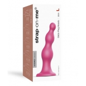 Розовая насадка Strap-On-Me Dildo Plug Beads size L - Strap-on-me - купить с доставкой в Димитровграде