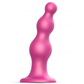 Розовая насадка Strap-On-Me Dildo Plug Beads size L - Strap-on-me - купить с доставкой в Димитровграде