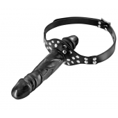 Черный кляп-фаллоимитатор Double Penis Gag - Fetish Tentation - купить с доставкой в Димитровграде