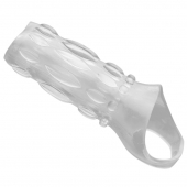 Насадка на пенис с кольцом для мошонки Clear Sensations Enhancer Sex Sleeve - 11,5 см. - XR Brands - в Димитровграде купить с доставкой