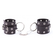Черные кожаные наручники с люверсами - Crazy Handmade - купить с доставкой в Димитровграде