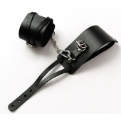 Черные кожаные оковы с креплением в виде веревочек - Crazy Handmade - купить с доставкой в Димитровграде