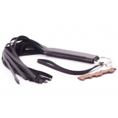 Черная кожаная плеть с удобной ручкой - 50 см. - Crazy Handmade - купить с доставкой в Димитровграде