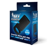 Черная открытая насадка на пенис с кольцом для мошонки XXXL-size - 9,9 см. - Sex Expert - в Димитровграде купить с доставкой