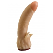 Телесная гелевая насадка-фаллос с клиторальными лепестками - 18,5 см. - LOVETOY (А-Полимер) - купить с доставкой в Димитровграде