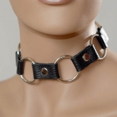Кожаный черный ошейник с кольцами - Sitabella - купить с доставкой в Димитровграде