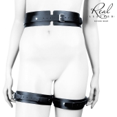 Черный кожаный пояс с гартерами - S-M - Notabu - купить с доставкой в Димитровграде