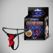 Чёрные кожаные трусики с двумя штырьками для насадок - Sitabella - купить с доставкой в Димитровграде