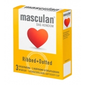 Презервативы с колечками и пупырышками Masculan Ribbed+Dotted - 3 шт. - Masculan - купить с доставкой в Димитровграде