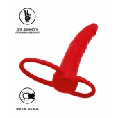 Красная насадка на пенис для двойного проникновения Black Red - 16,5 см. - ToyFa - купить с доставкой в Димитровграде