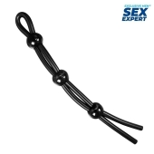 Черное силиконовое лассо с тремя шариками для утяжки - Sex Expert - в Димитровграде купить с доставкой