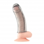 Текстурированная насадка на пенис Clear Textured Penis Enhancing Sleeve Extension - 16,5 см. - BlueLine - в Димитровграде купить с доставкой