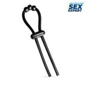 Черное эрекционное кольцо со стимулирующими бусинами - Sex Expert - в Димитровграде купить с доставкой