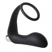 Черное эрекционное кольцо с вибропробкой Vibrating Anal Plug With Cockring - Dream Toys - в Димитровграде купить с доставкой