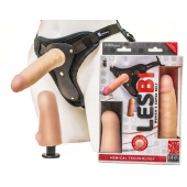Телесный страпон Harness LESBI с вагинальной пробкой - 16,5 см. - LOVETOY (А-Полимер) - купить с доставкой в Димитровграде