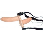 Телесный женский страпон с вагинальной пробкой Strap-On Duo - 15 см. - Orion - купить с доставкой в Димитровграде