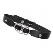 Черный кожаный ошейник со связанными кольцами - Pecado - купить с доставкой в Димитровграде