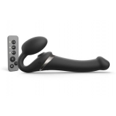 Черный безремневой страпон Multi Orgasm Size M с клиторальной стимуляцией - Strap-on-me - купить с доставкой в Димитровграде