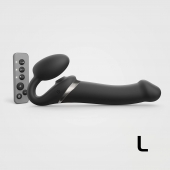Черный безремневой страпон Multi Orgasm Size L с клиторальной стимуляцией - Strap-on-me - купить с доставкой в Димитровграде