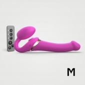 Ярко-розовый безремневой страпон Multi Orgasm Size M с клиторальной стимуляцией - Strap-on-me - купить с доставкой в Димитровграде
