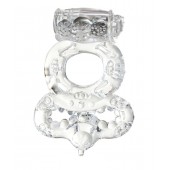 Прозрачное эрекционное кольцо с вибратором  и подхватом - Toyfa Basic - в Димитровграде купить с доставкой