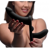 Черный вибрострапон Double Take 10X Double Penetration Vibrating Strap-on Harness - XR Brands - купить с доставкой в Димитровграде