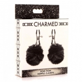 Зажимы для сосков с черным помпонами Pom Pom Nipple Clamps - XR Brands - купить с доставкой в Димитровграде