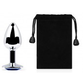 Анальное украшение BUTT PLUG  Small с синим кристаллом - 7 см. - Anal Jewelry Plug - купить с доставкой в Димитровграде