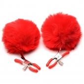 Красные зажимы на соски с помпонами Pom Pom - XR Brands - купить с доставкой в Димитровграде