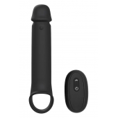 Черная насадка-удлинитель с вибрацией Vibrating Extender With Remote - Dream Toys - в Димитровграде купить с доставкой